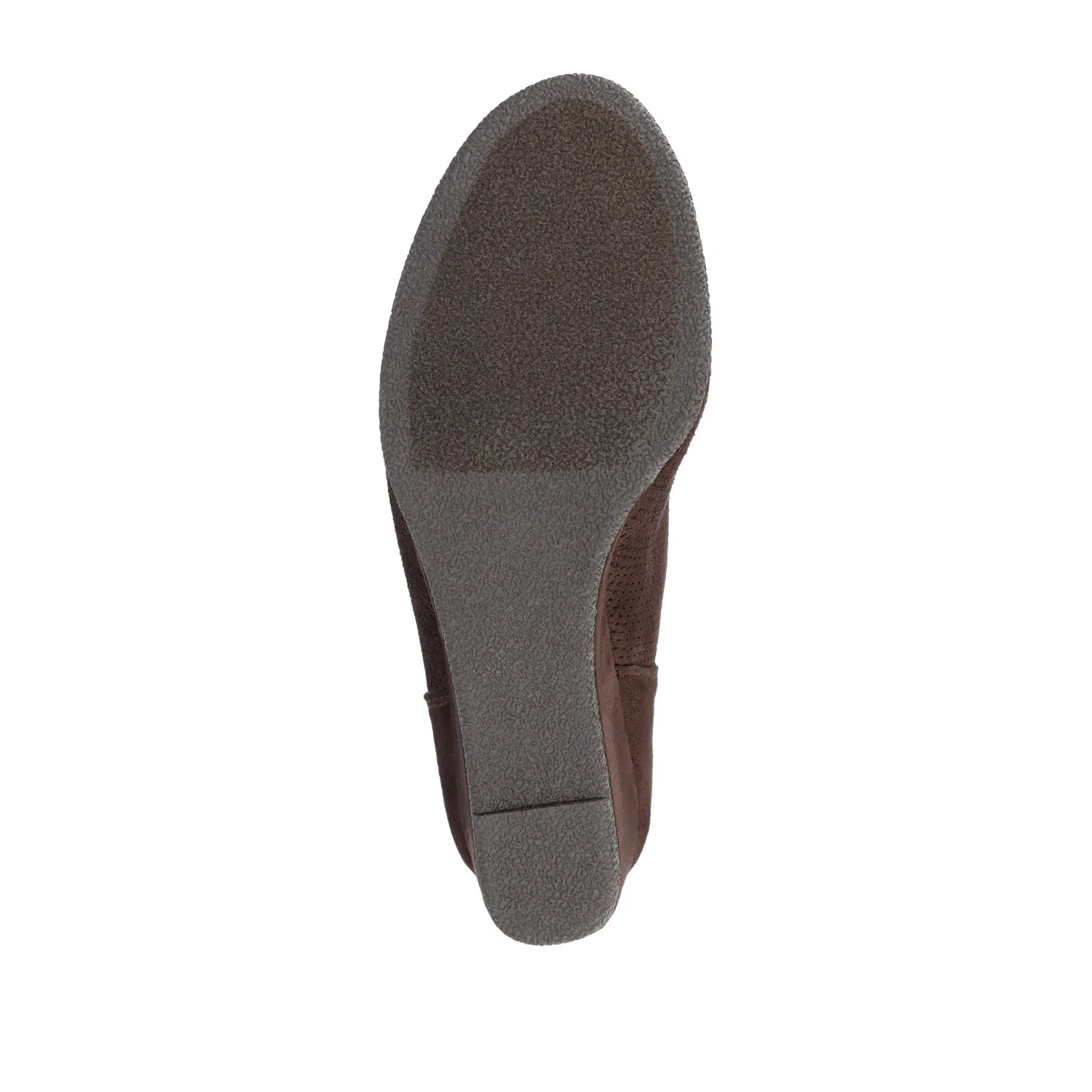 MYLEE WEDGE HEELED BOOTIES IN FAUX SUEDE late coffee