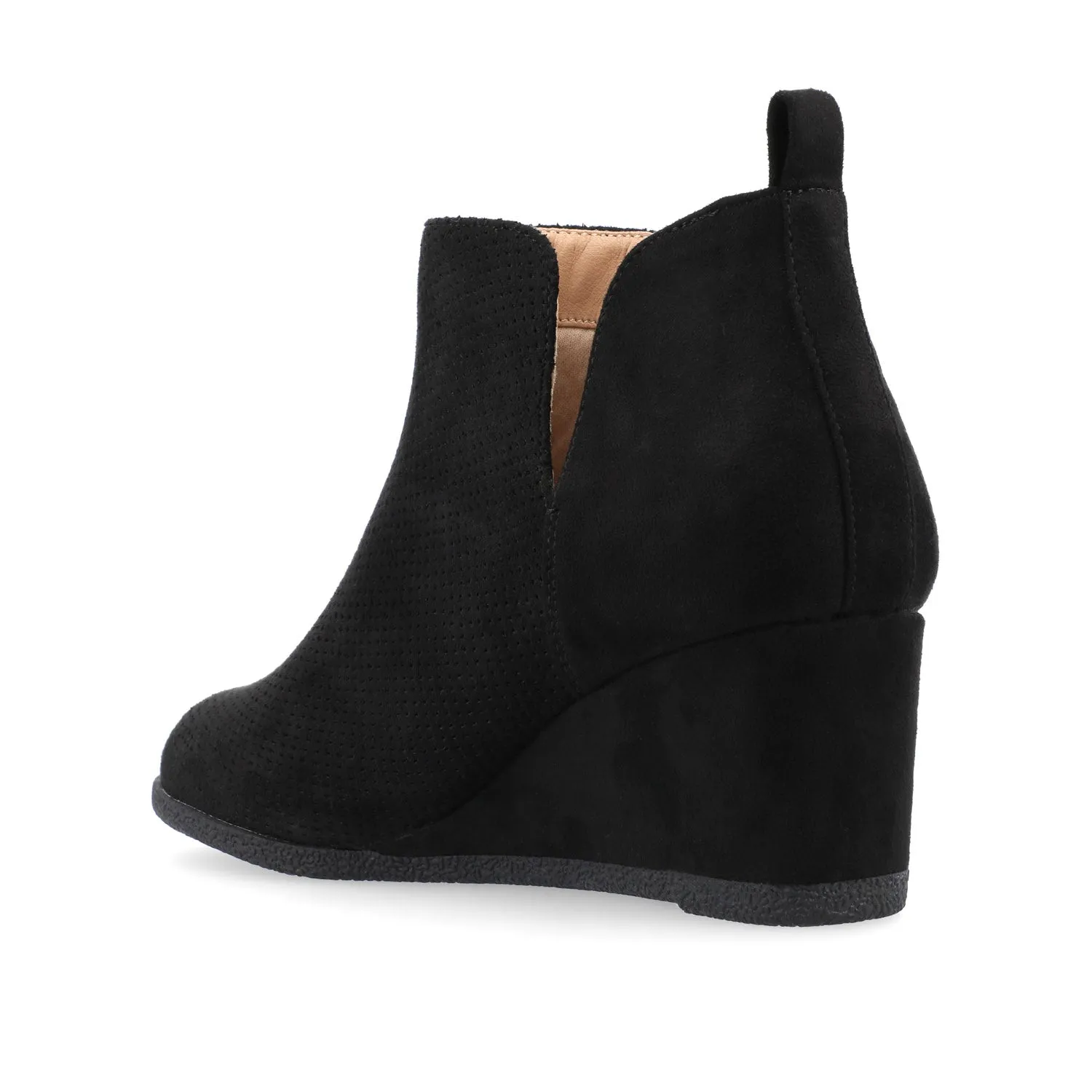 MYLEE WEDGE HEELED BOOTIES IN FAUX SUEDE late coffee