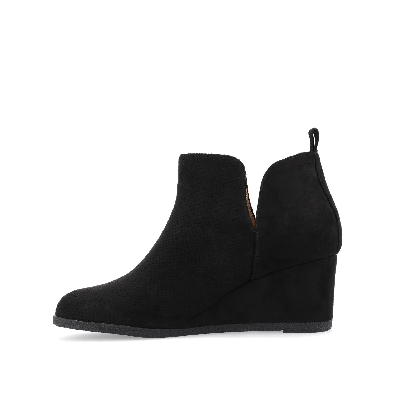 MYLEE WEDGE HEELED BOOTIES IN FAUX SUEDE late coffee