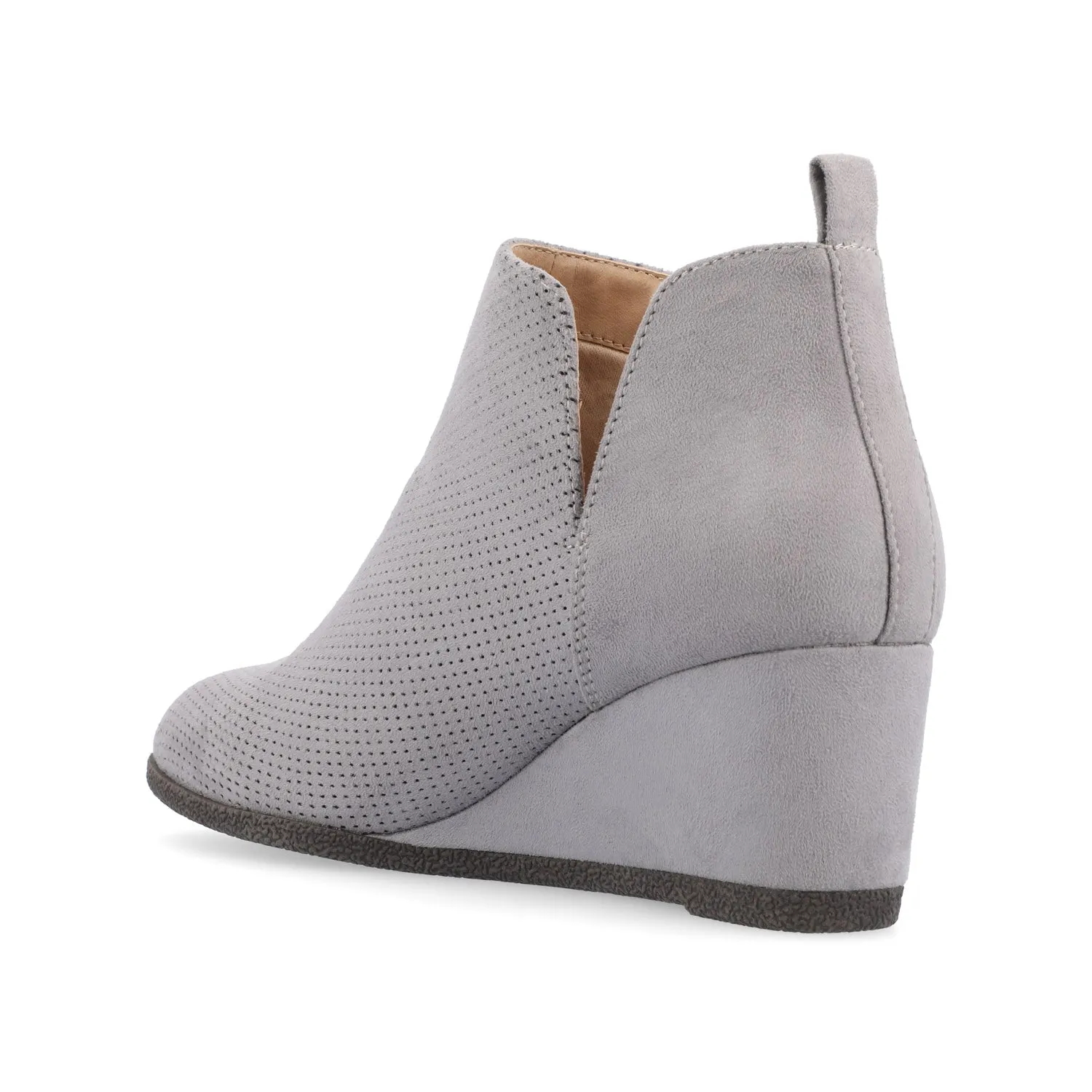 MYLEE WEDGE HEELED BOOTIES IN FAUX SUEDE late coffee