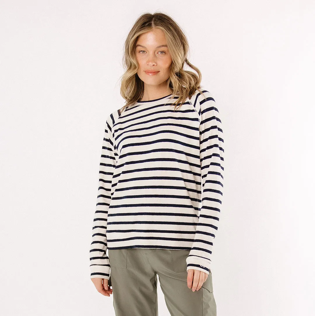 Nantucket Striped Crew, Navy Stripe cool base