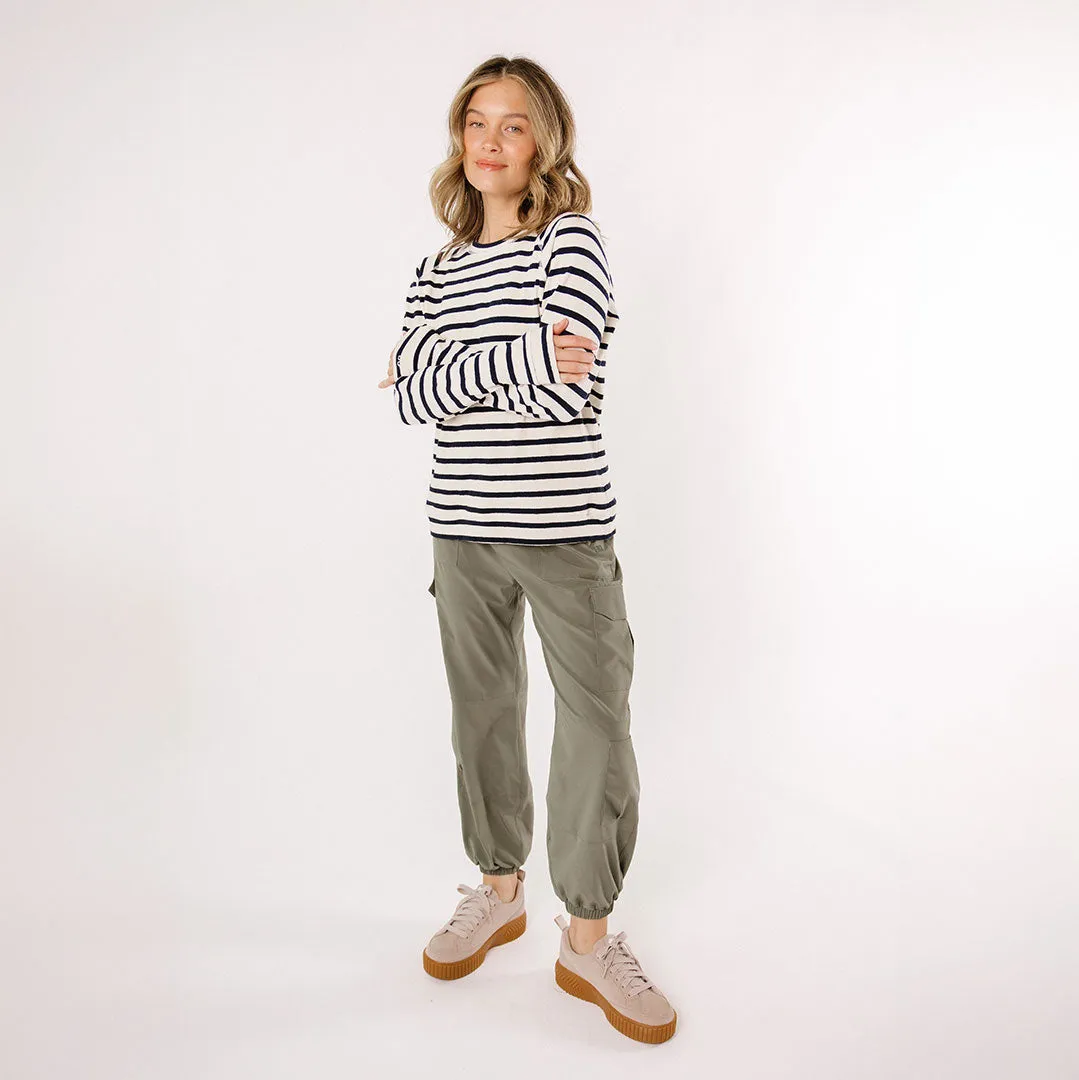 Nantucket Striped Crew, Navy Stripe cool base