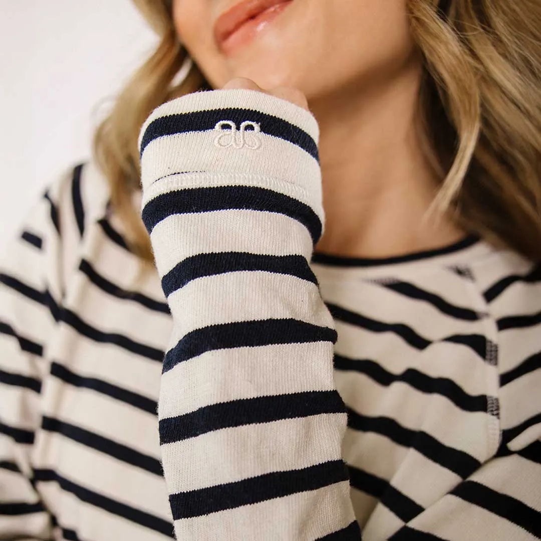Nantucket Striped Crew, Navy Stripe cool base