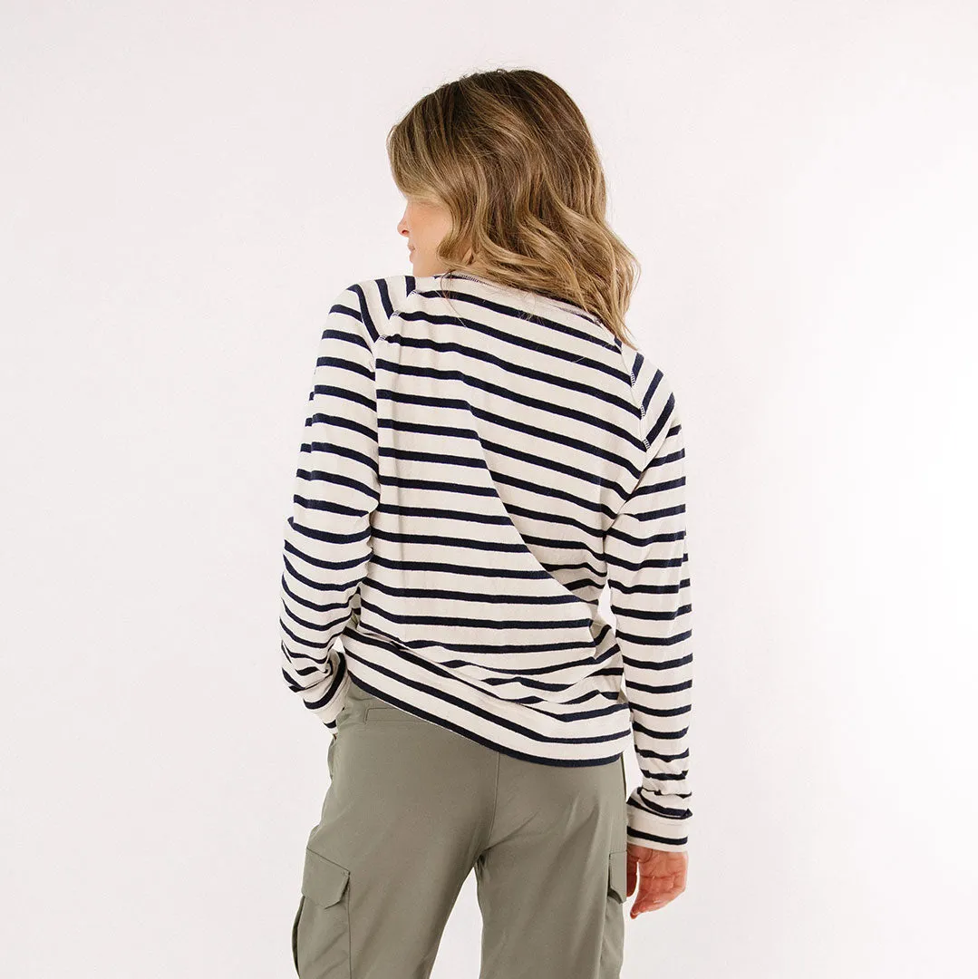 Nantucket Striped Crew, Navy Stripe cool base