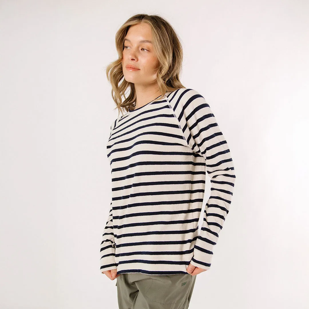Nantucket Striped Crew, Navy Stripe cool base