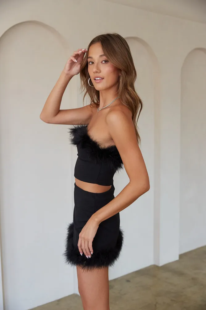 Natalie Feather Trim Mini Skirt lounge day