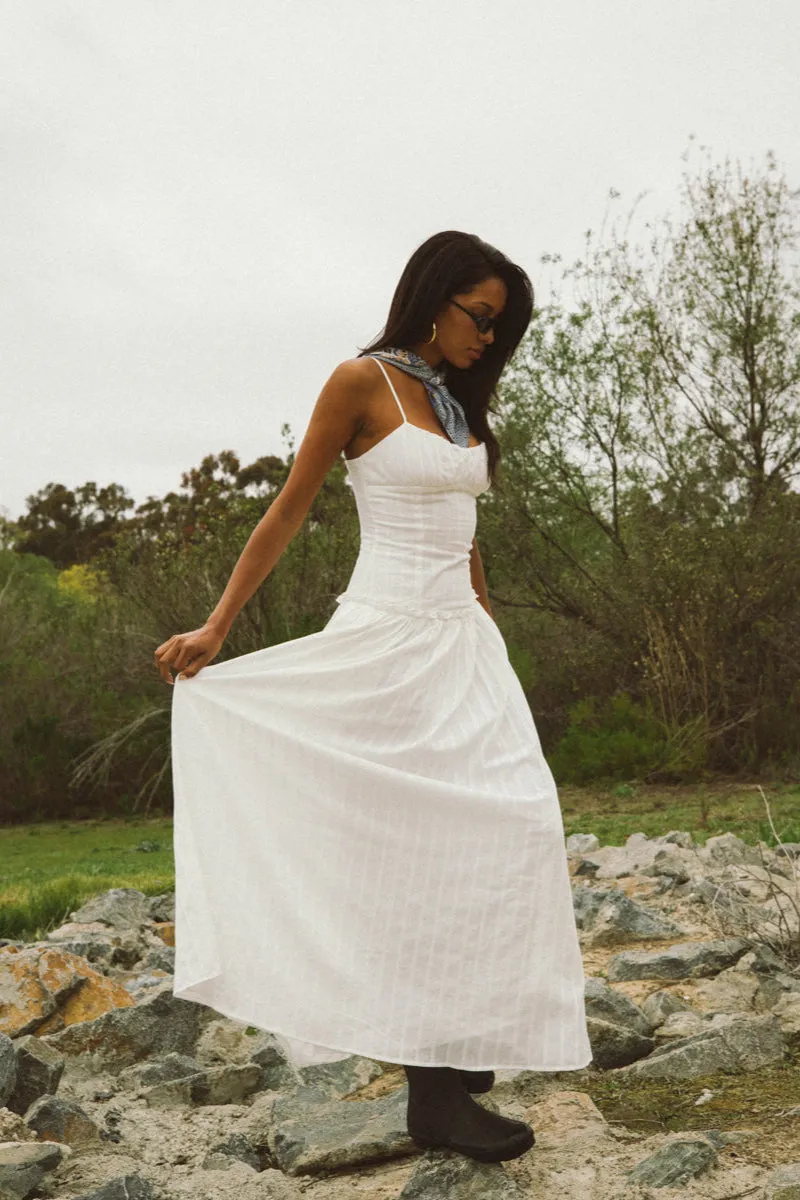 Nataly Ruched Maxi Dress sunset view
