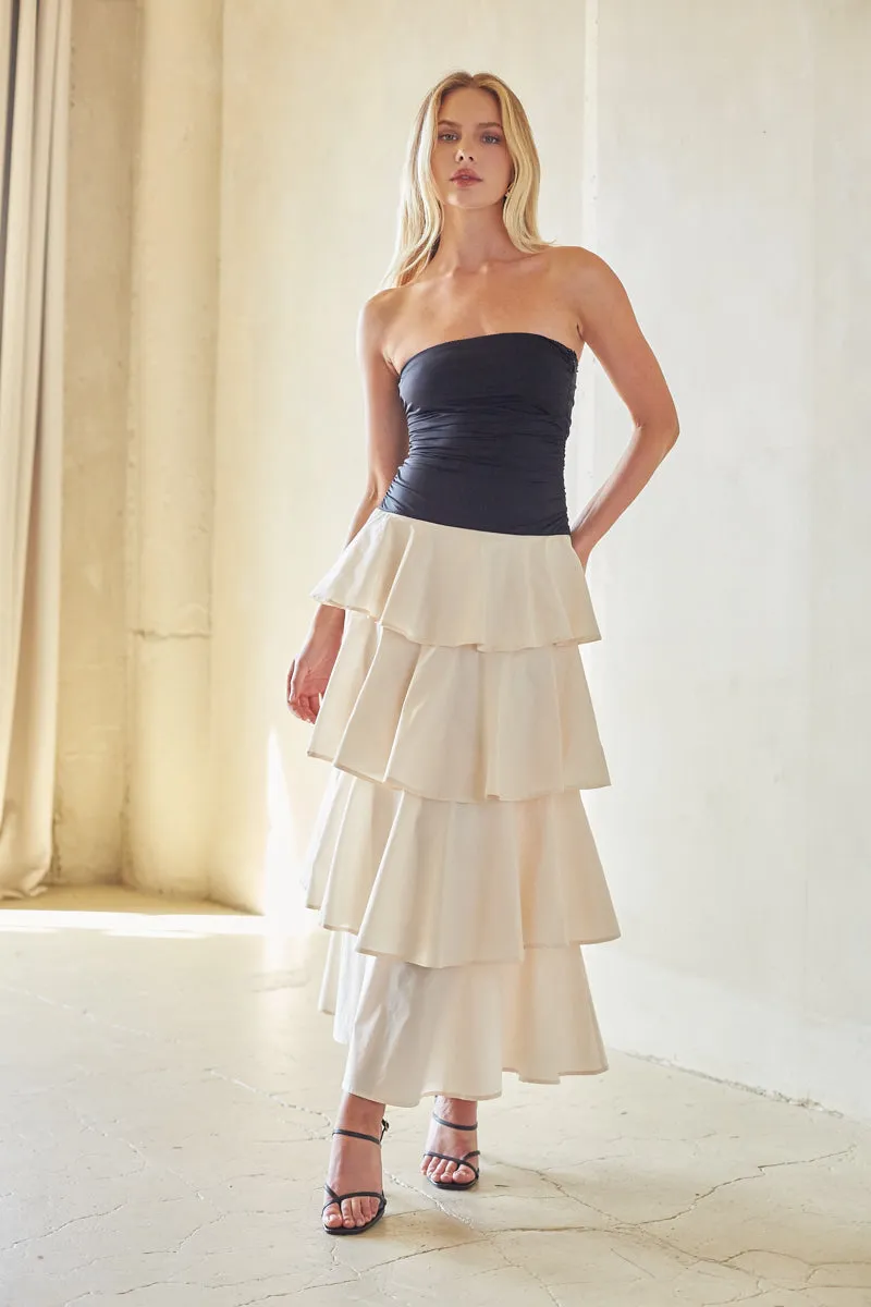 NIA Mathilda Tiered Maxi Dress linen base