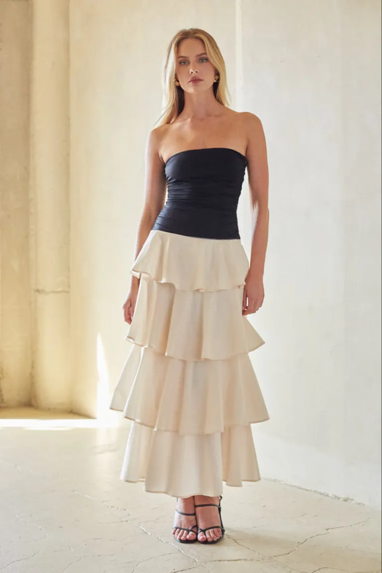NIA Mathilda Tiered Maxi Dress linen base