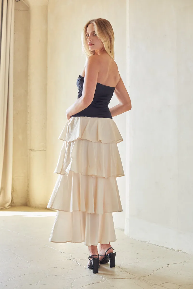 NIA Mathilda Tiered Maxi Dress linen base