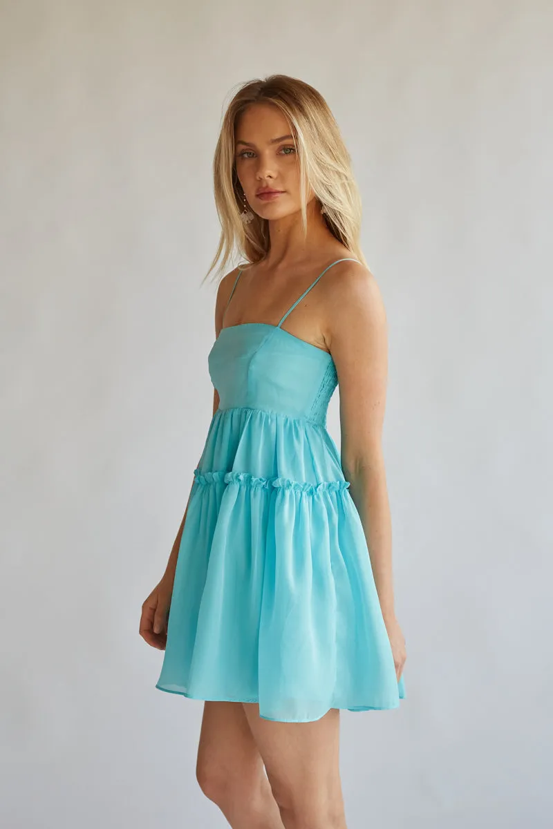 Noah Organza Babydoll Mini Dress wrap waist