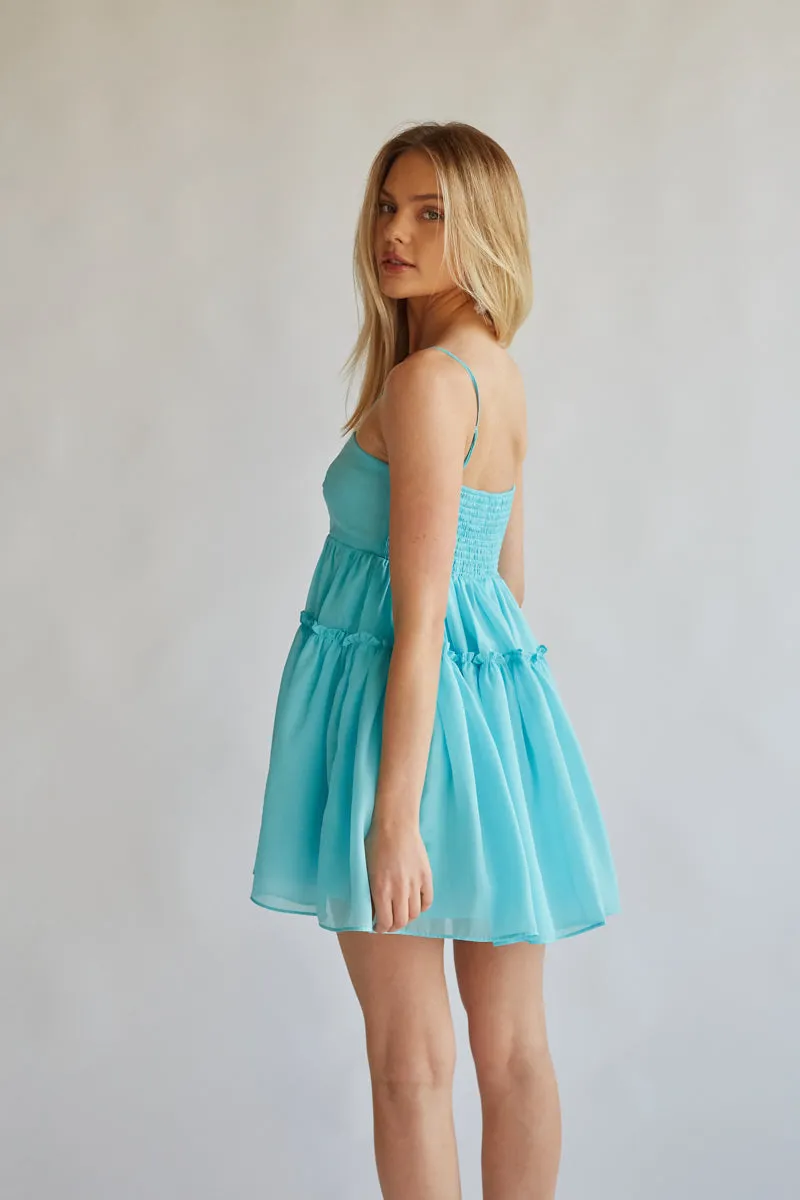 Noah Organza Babydoll Mini Dress wrap waist