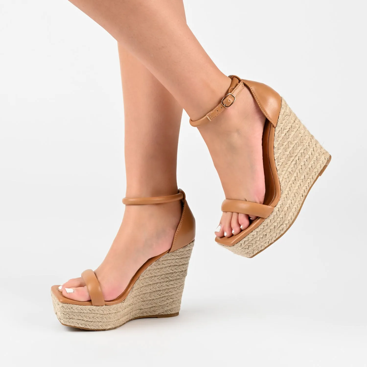OLESIA ESPADRILLE WEDGE SANDALS IN FAUX LEATHER air mesh