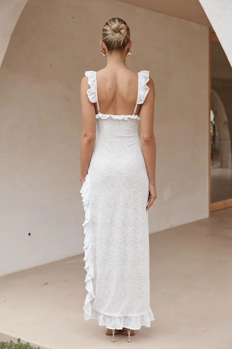 Orlean Ruffle Maxi Dress vibe glow