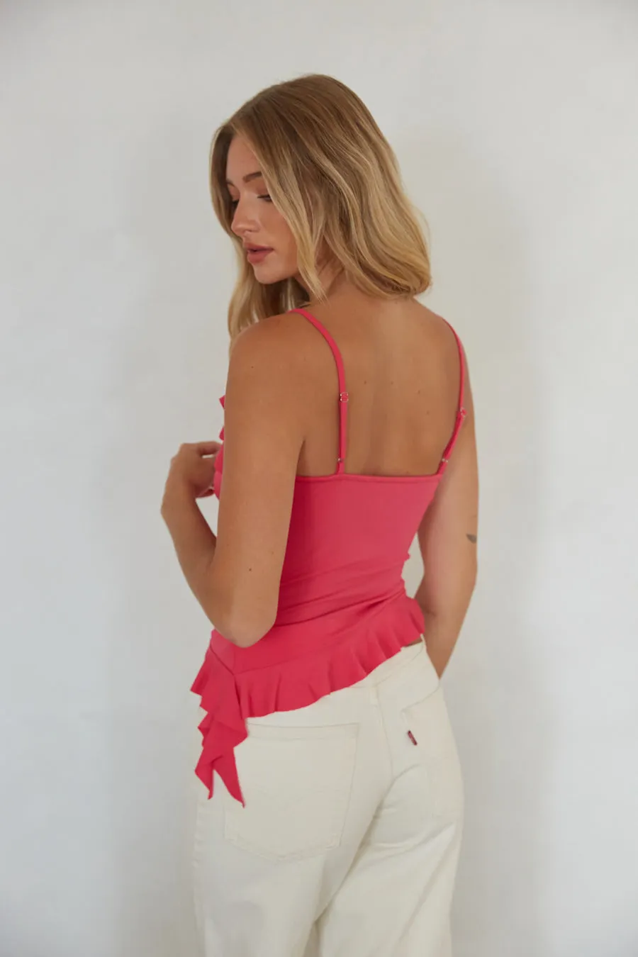 Paige Ruffle Trim Top korean fit