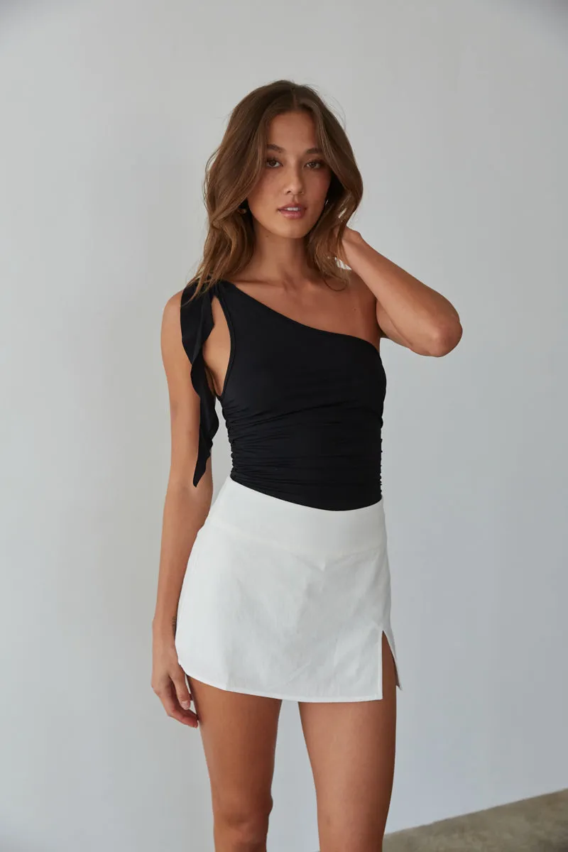 Paisley Linen Mini Skort minimal vibe