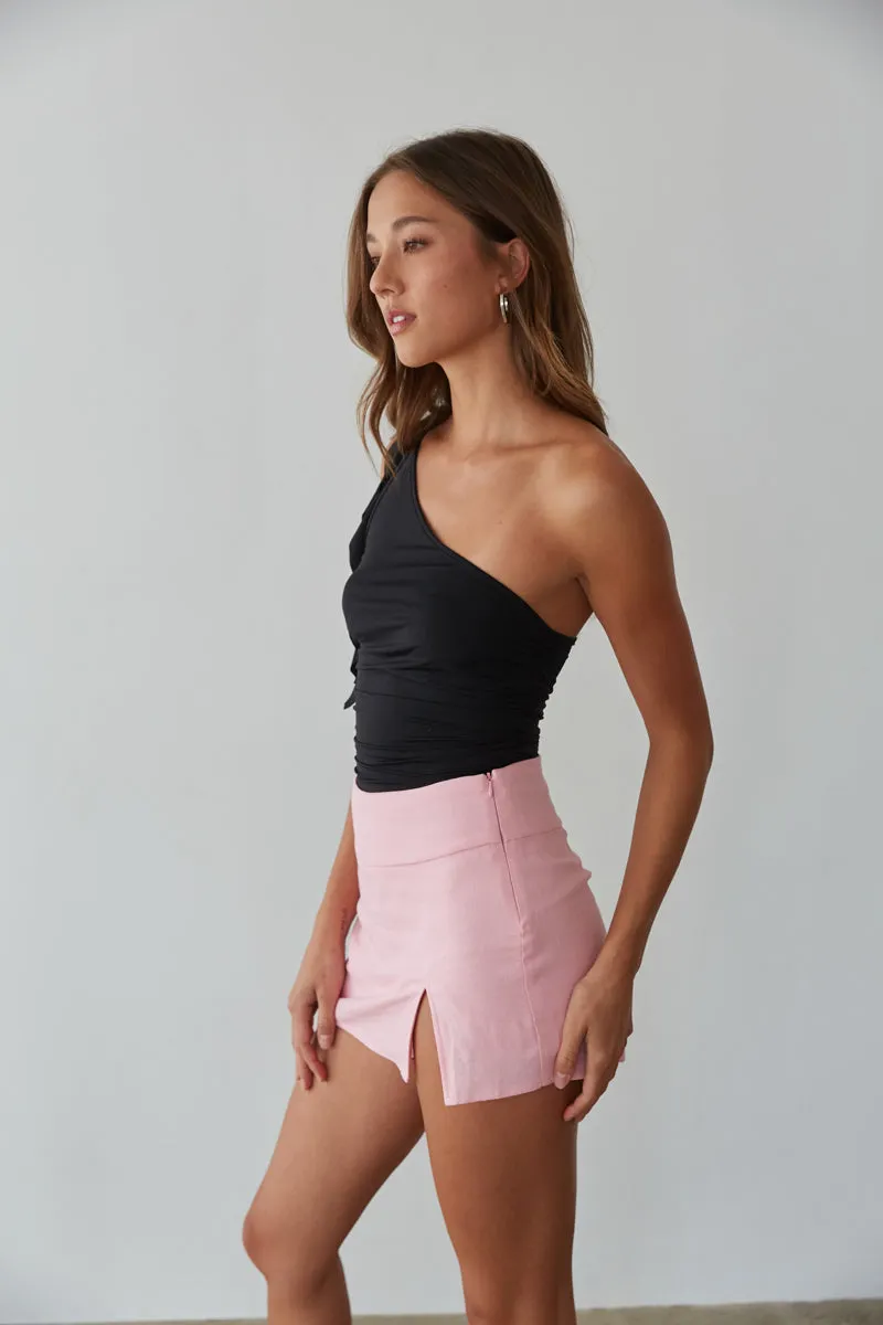 Paisley Linen Mini Skort minimal vibe