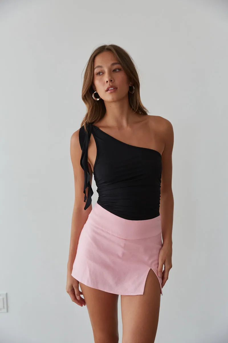 Paisley Linen Mini Skort minimal vibe