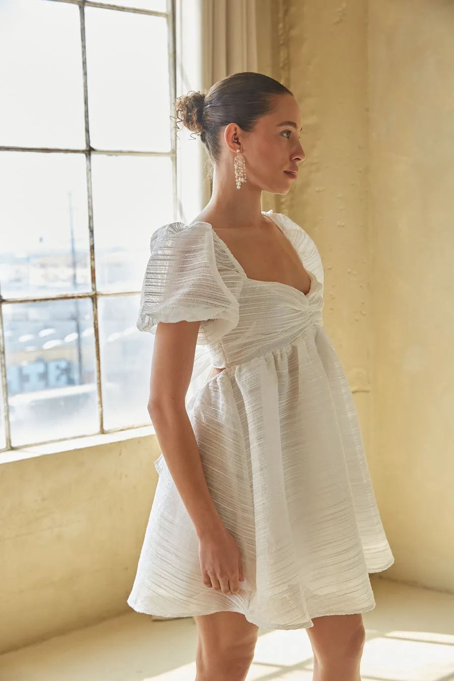 Parisa Puff Sleeve Babydoll Mini Dress grab go