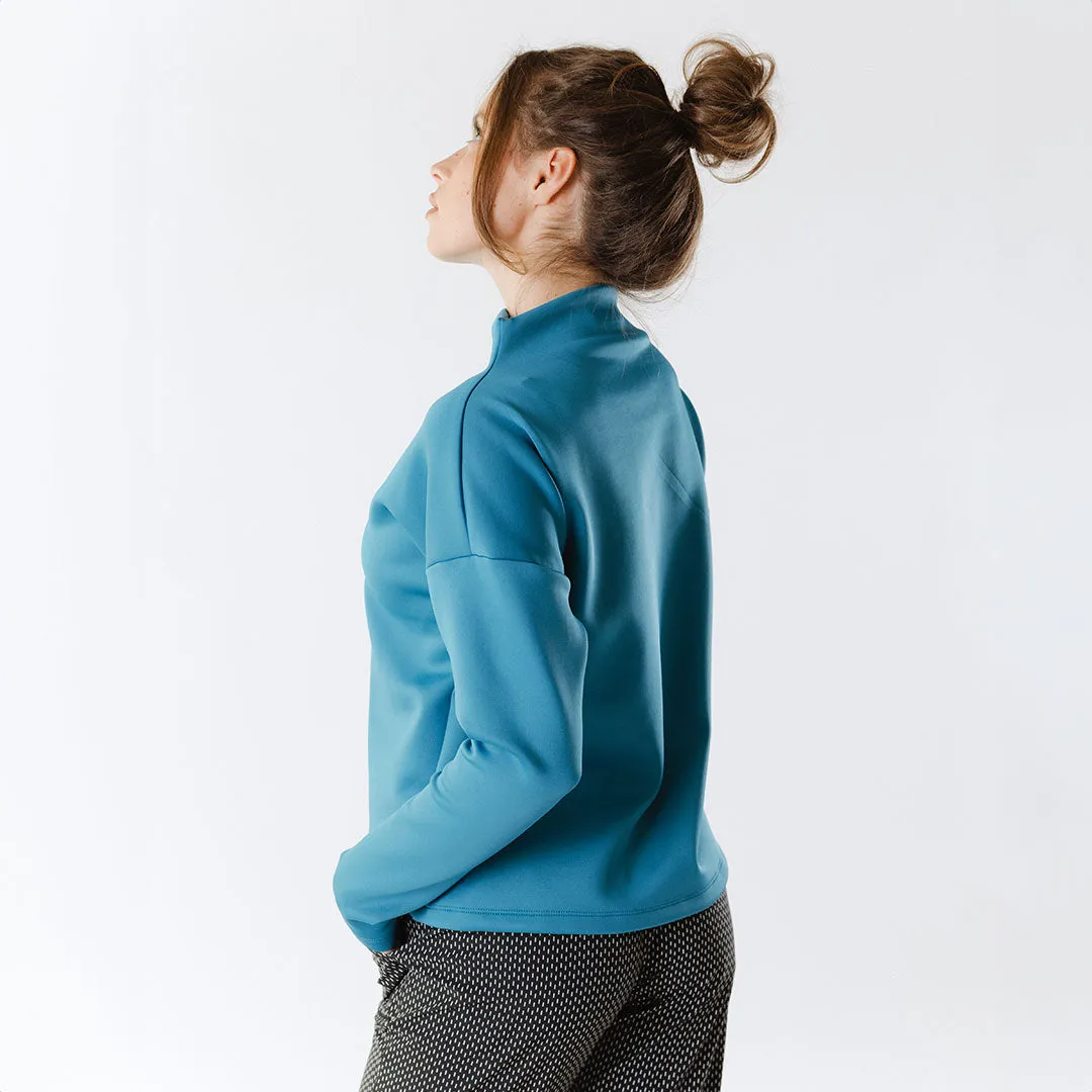 Peacock Blue Cardiff Pullover cozy hug