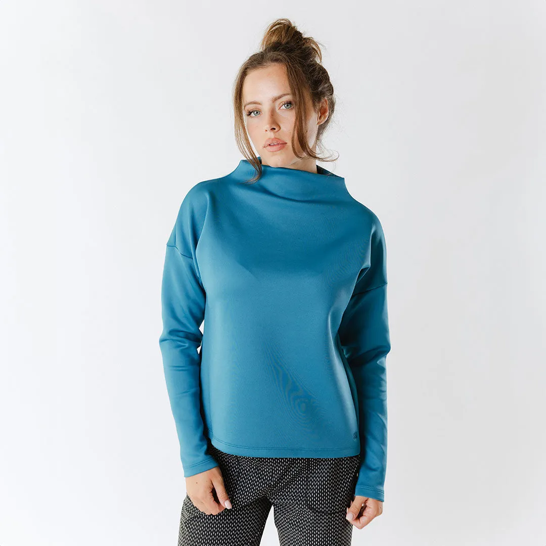 Peacock Blue Cardiff Pullover cozy hug