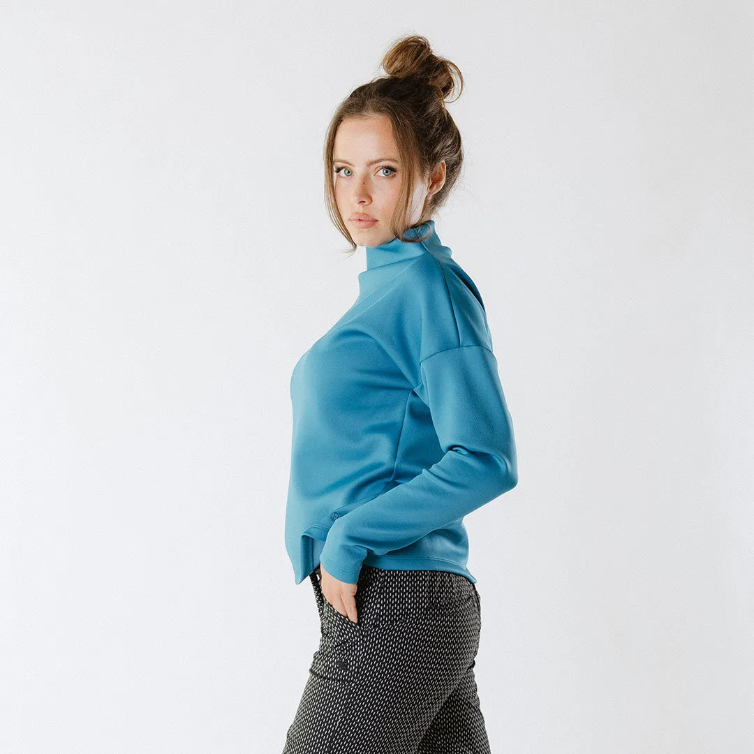 Peacock Blue Cardiff Pullover cozy hug