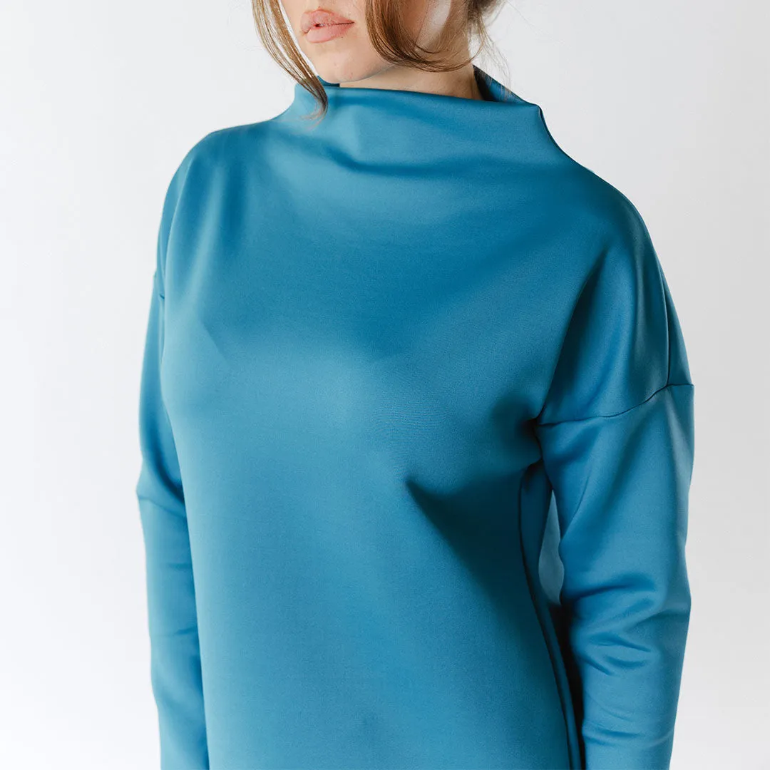Peacock Blue Cardiff Pullover cozy hug