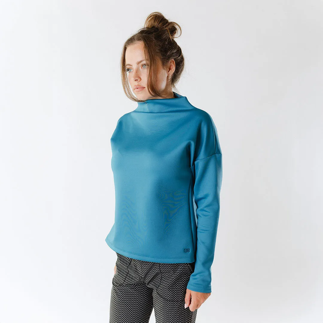 Peacock Blue Cardiff Pullover cozy hug