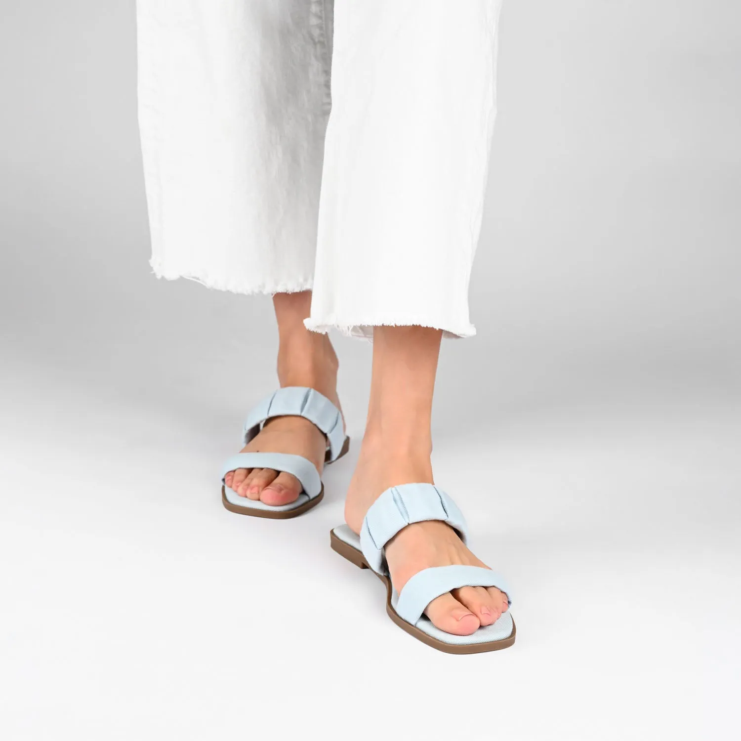 PEGIE SLIDE-ON SANDALS IN FAUX LEATHER comfort tone