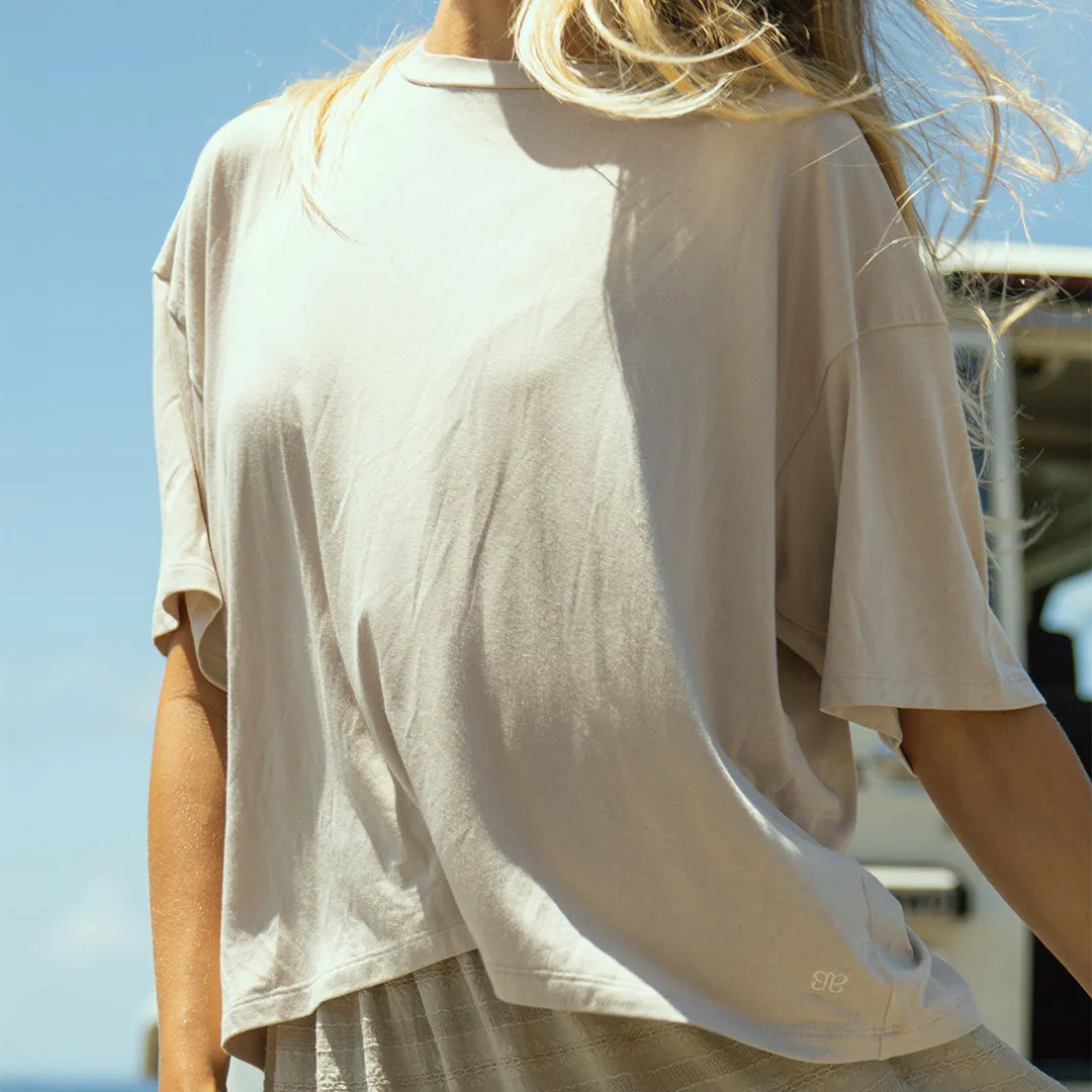 Perfect Oversized Bamboo Tee, Taupe skin touch