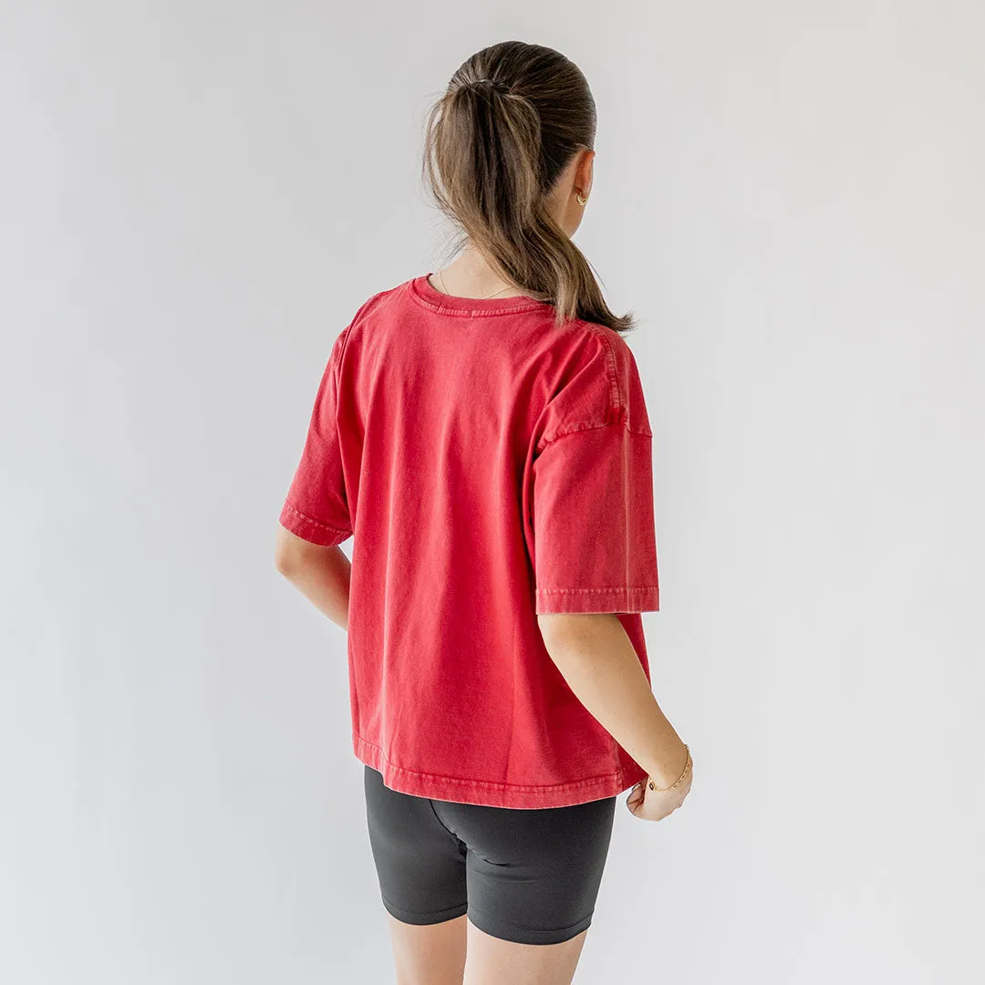 Perfect Oversized Cotton Tee, Red shorts chill