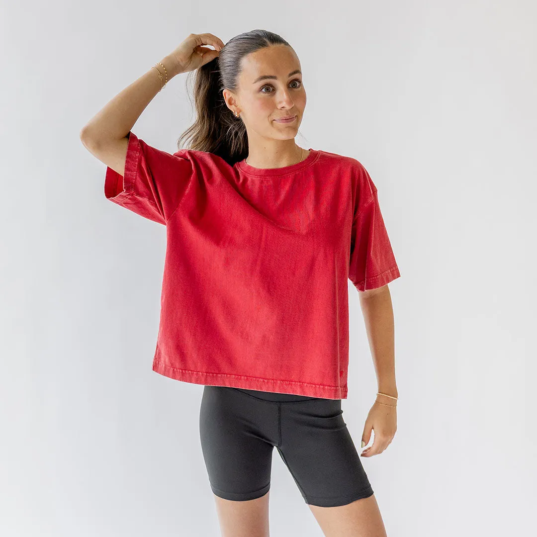 Perfect Oversized Cotton Tee, Red shorts chill