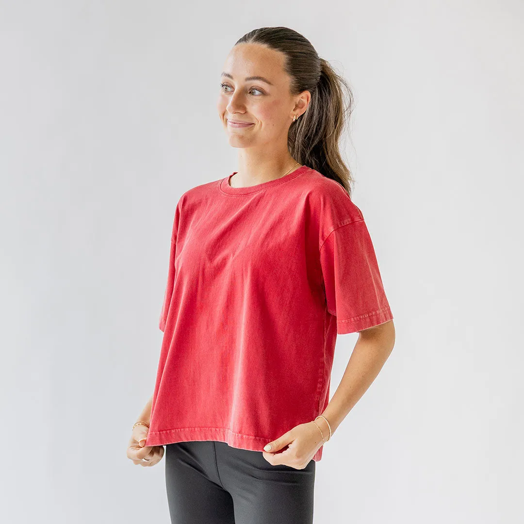 Perfect Oversized Cotton Tee, Red shorts chill