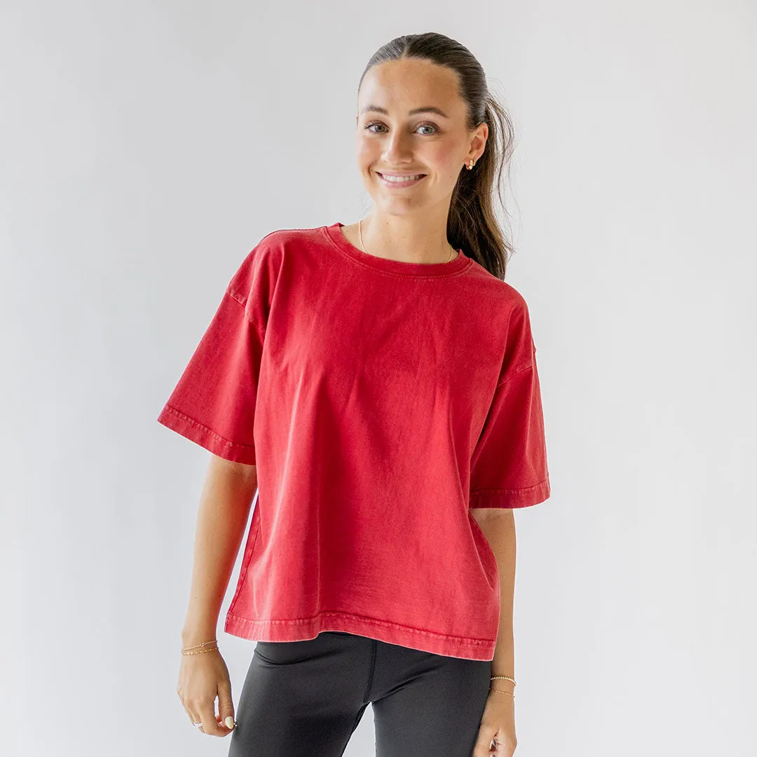 Perfect Oversized Cotton Tee, Red shorts chill