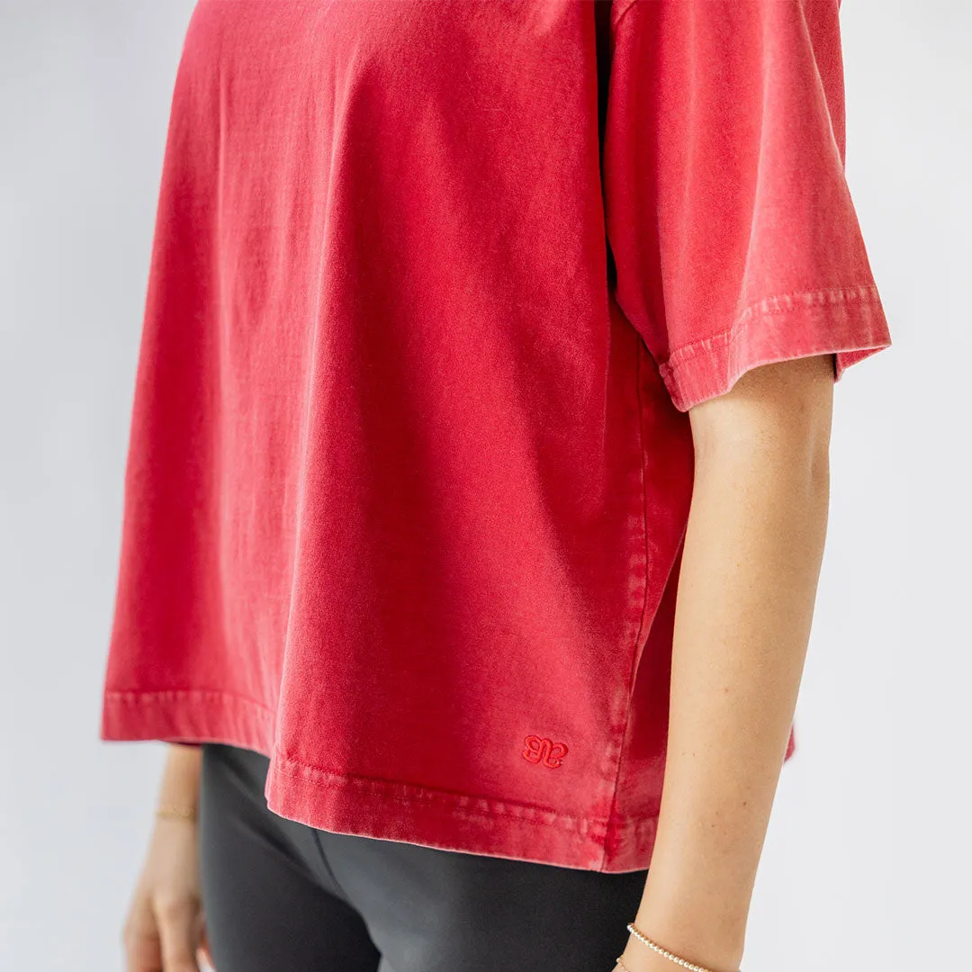Perfect Oversized Cotton Tee, Red shorts chill