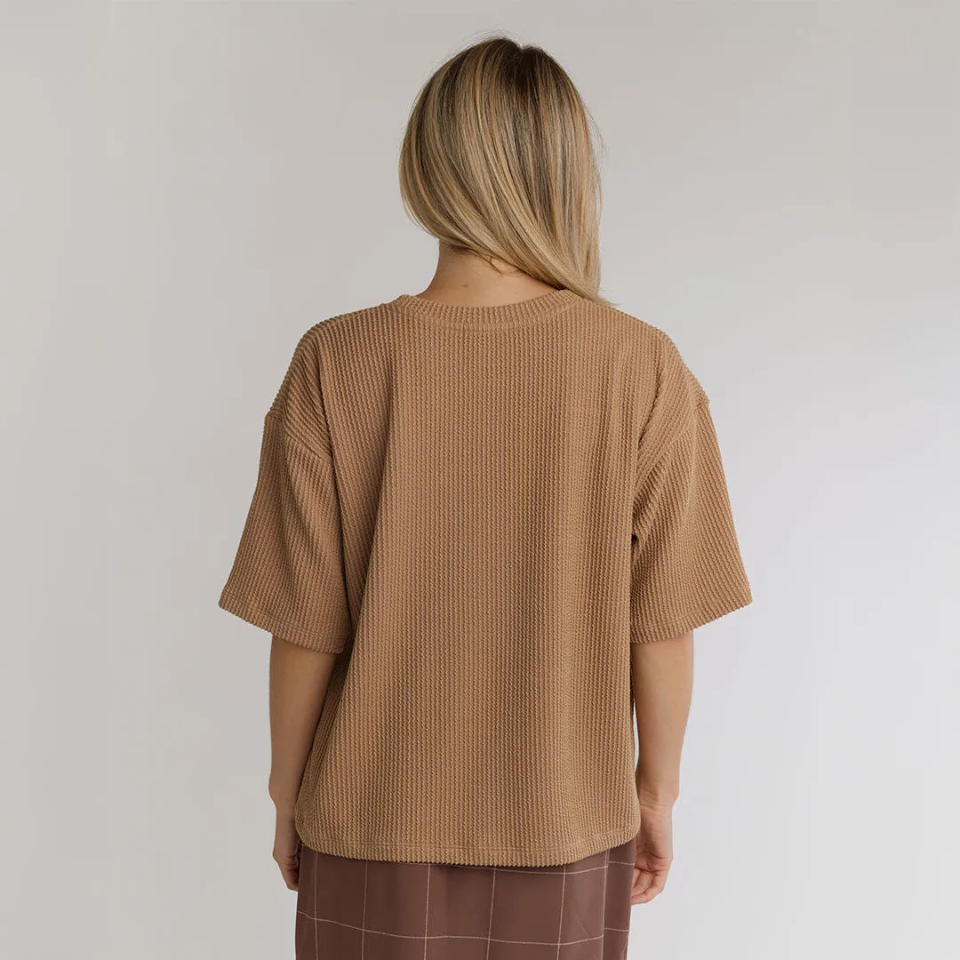 Perfect Oversized Ribbed Tee, Mocha shorts chill