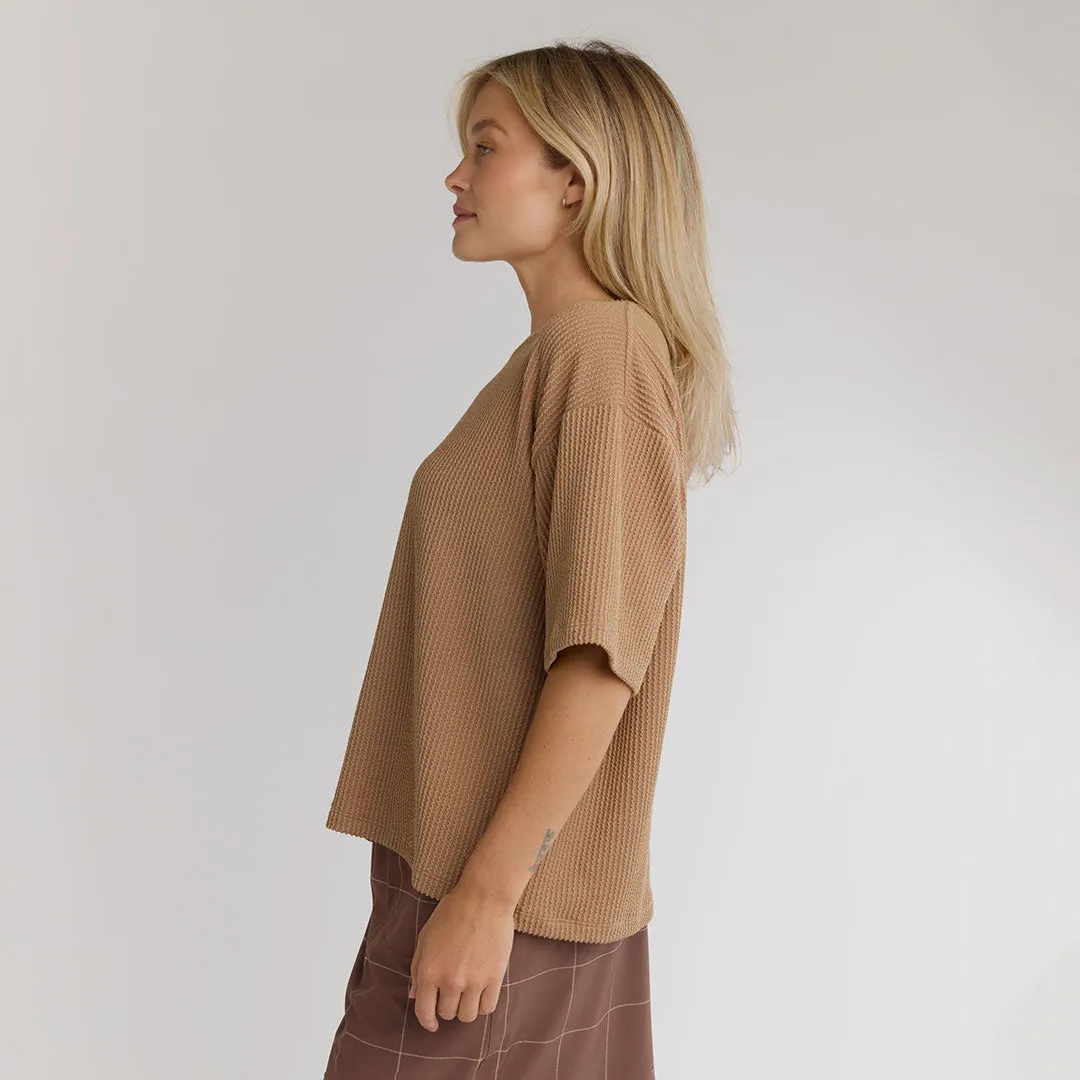 Perfect Oversized Ribbed Tee, Mocha shorts chill