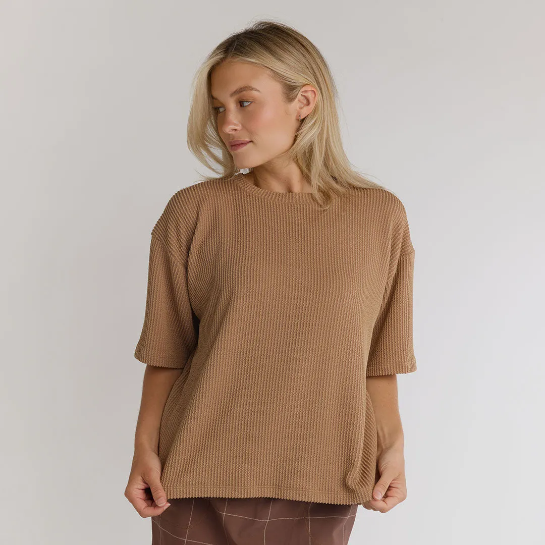 Perfect Oversized Ribbed Tee, Mocha shorts chill