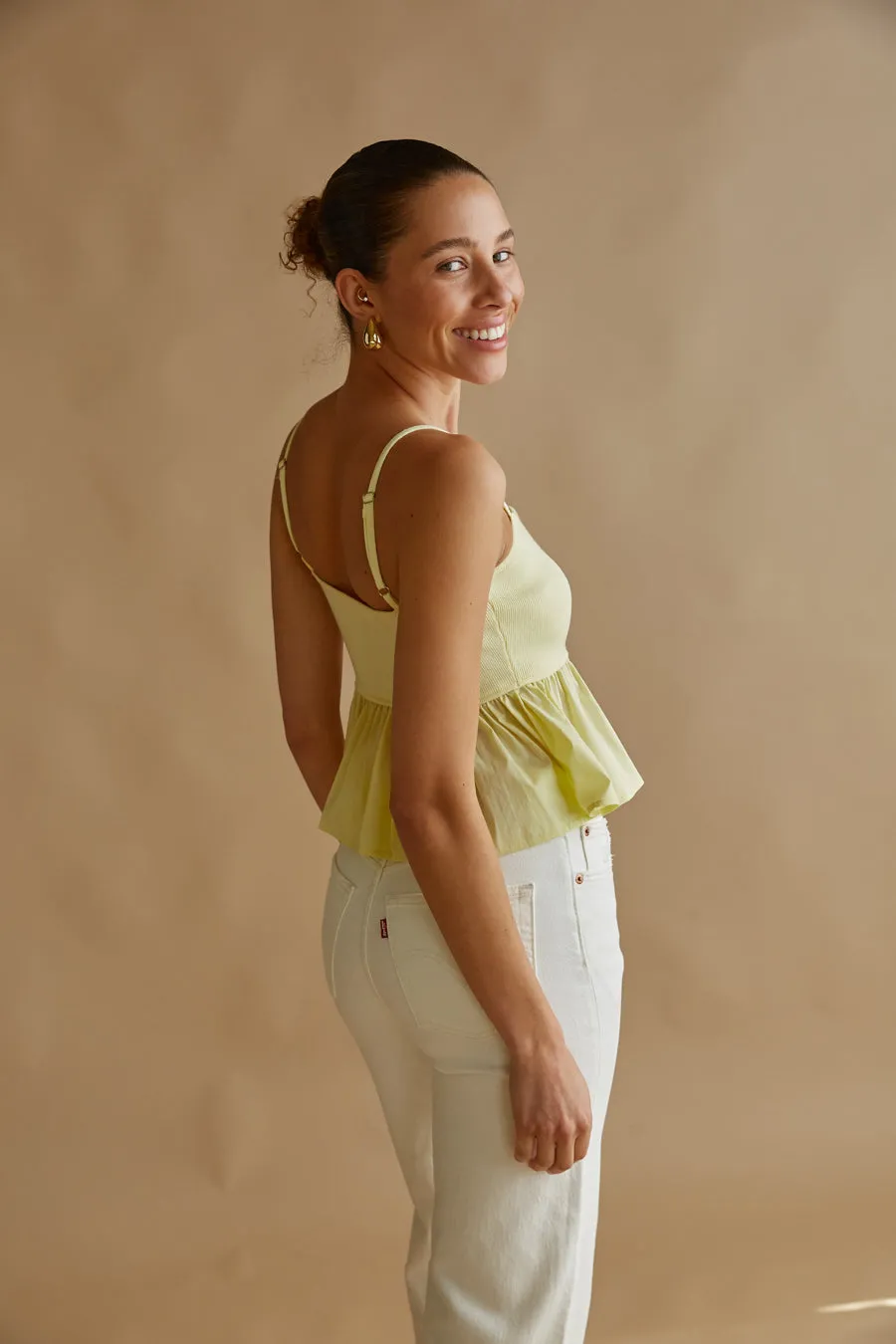 Phoebe Contrast Peplum Top v back
