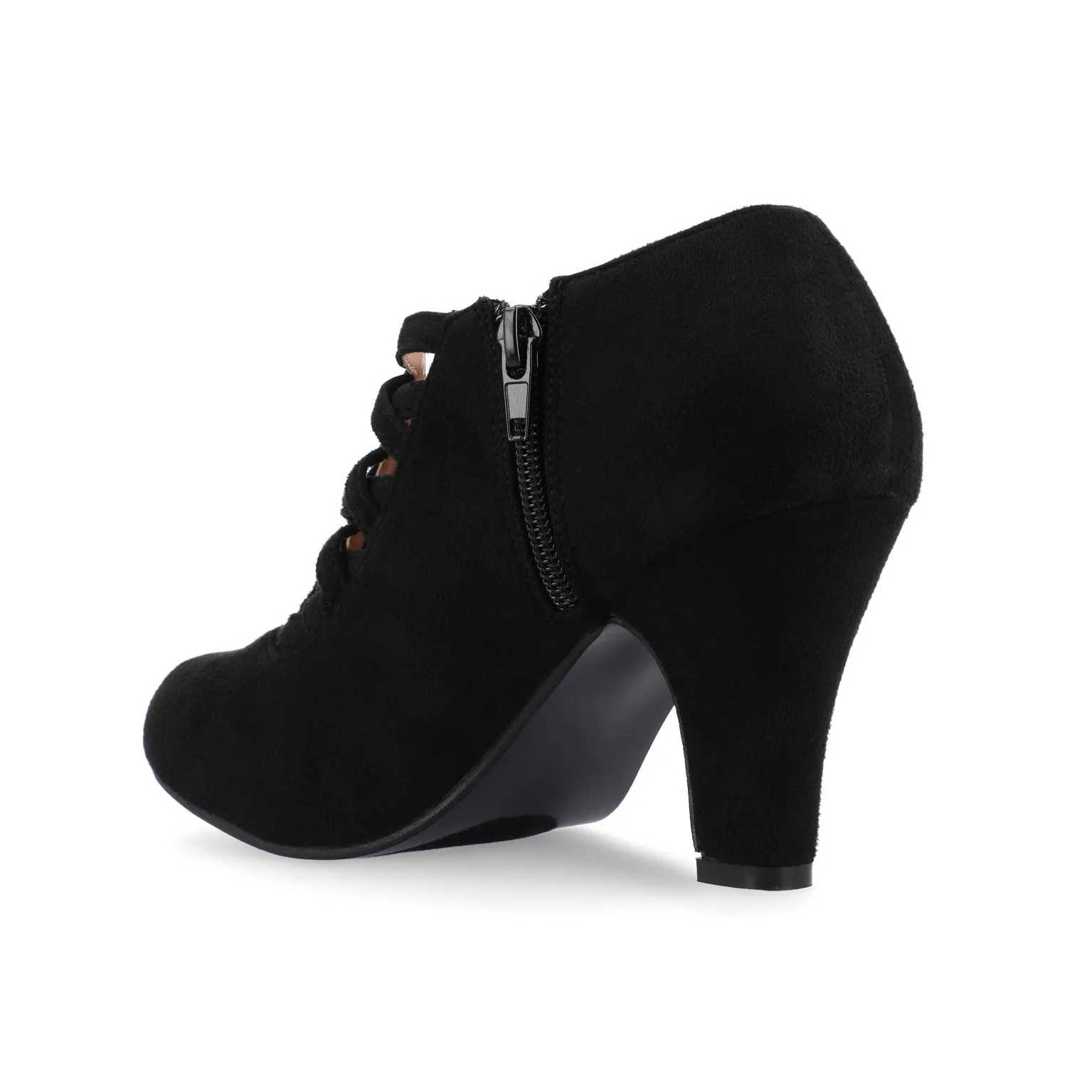 PIPER CONE HEELED BOOTIES IN FAUX SUEDE leather grain