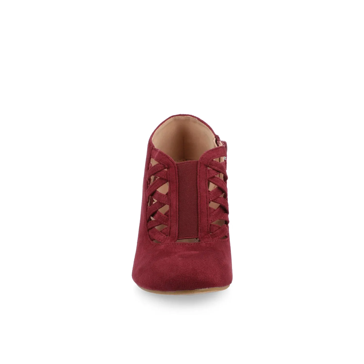 PIPER CONE HEELED BOOTIES IN FAUX SUEDE leather grain