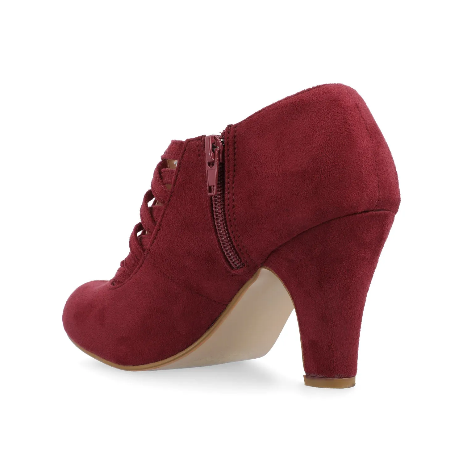 PIPER CONE HEELED BOOTIES IN FAUX SUEDE leather grain