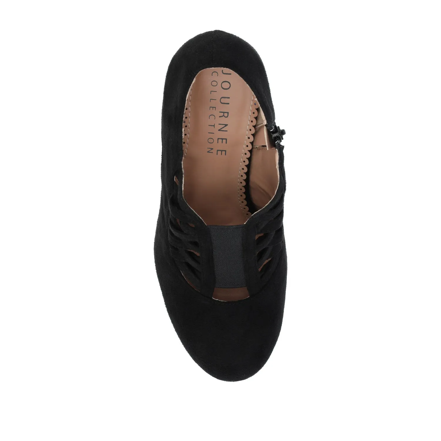 PIPER CONE HEELED BOOTIES IN FAUX SUEDE leather grain