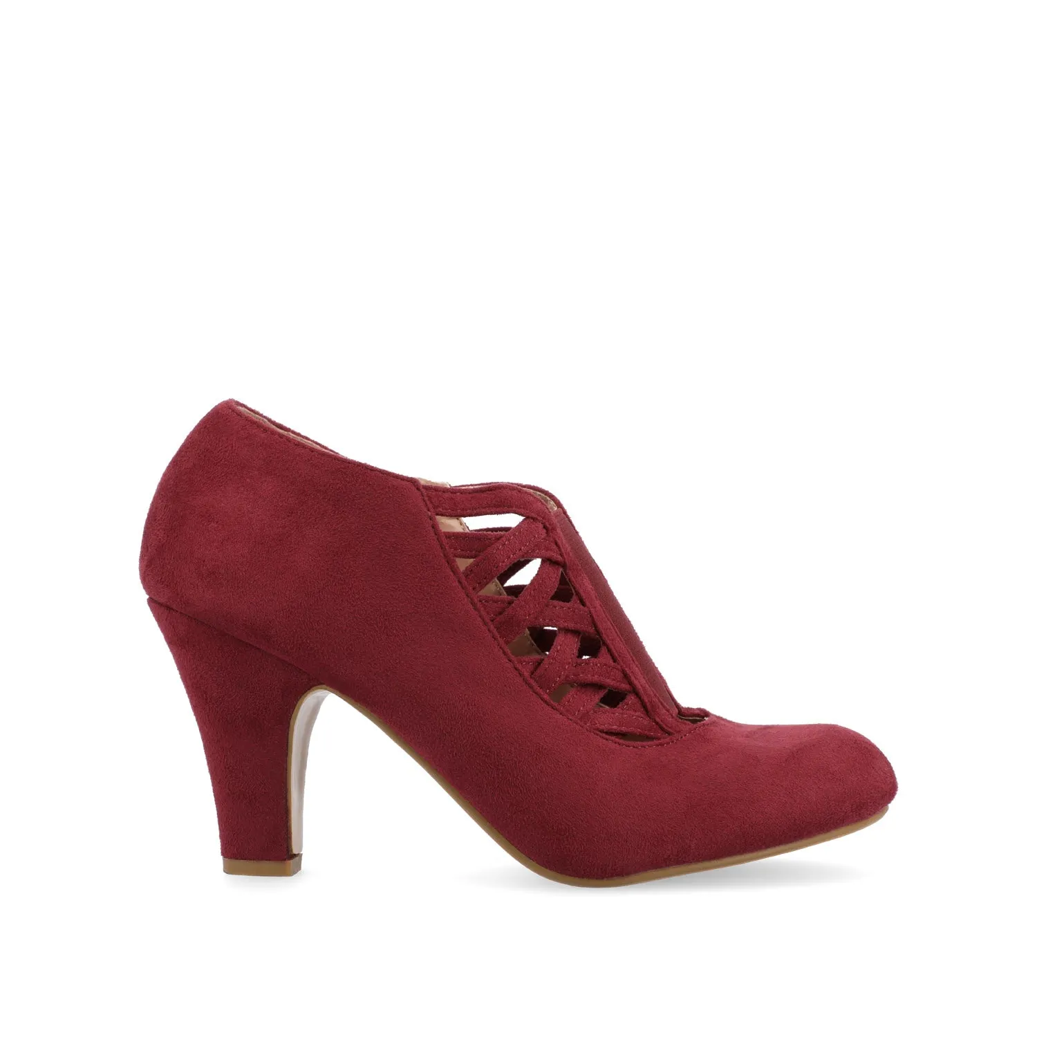 PIPER CONE HEELED BOOTIES IN FAUX SUEDE leather grain
