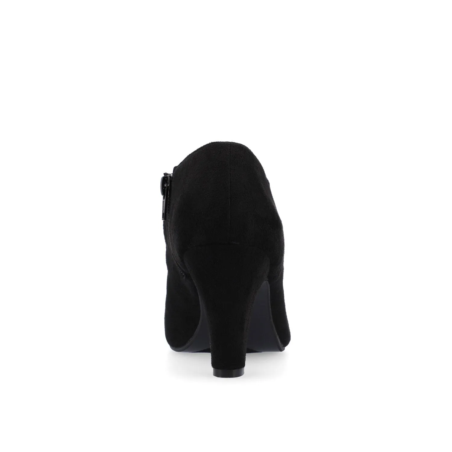 PIPER CONE HEELED BOOTIES IN FAUX SUEDE leather grain