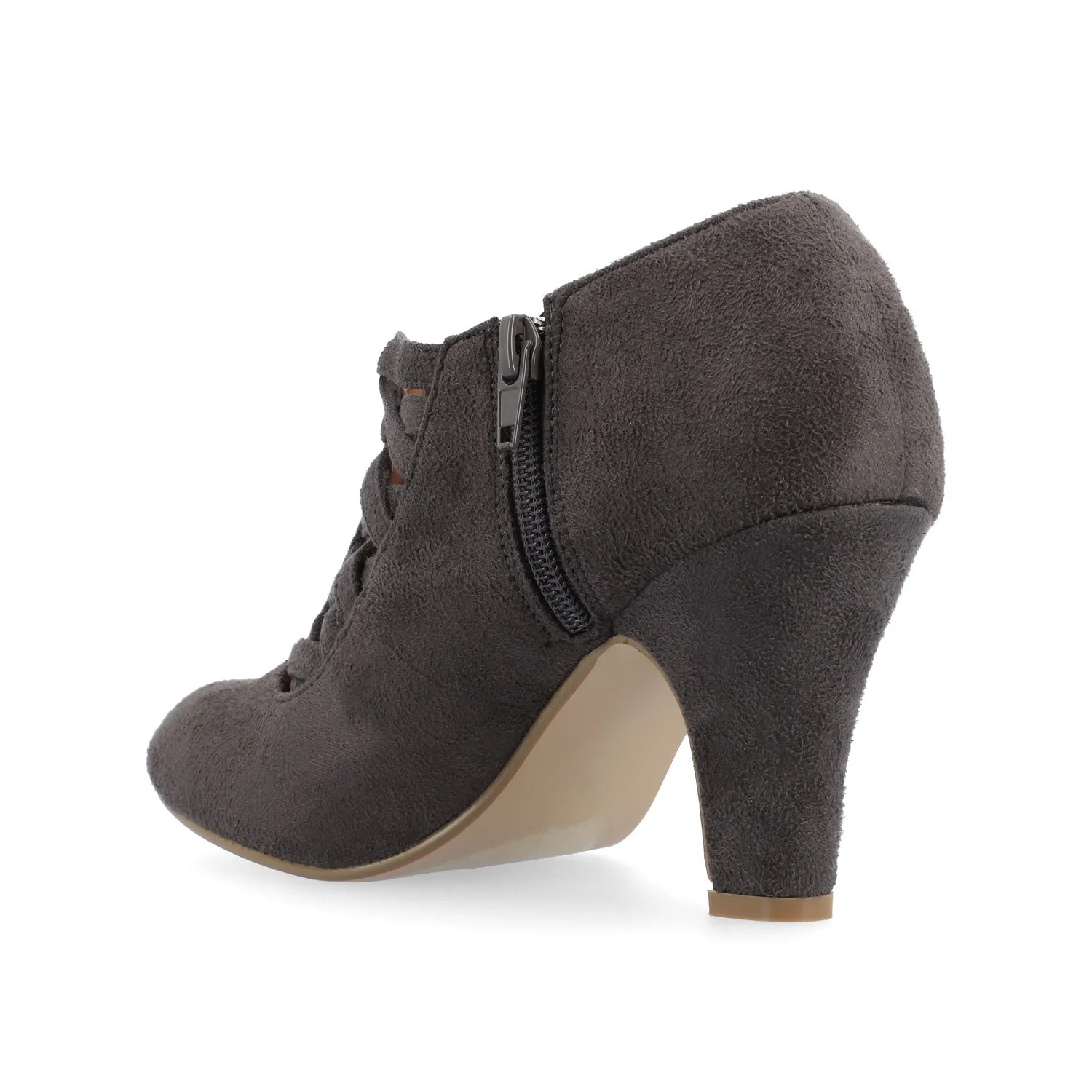 PIPER CONE HEELED BOOTIES IN FAUX SUEDE leather grain