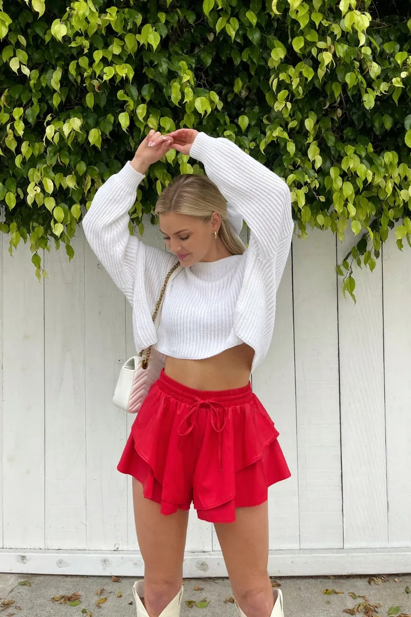 Piper Faux Leather Ruffle Shorts office cool