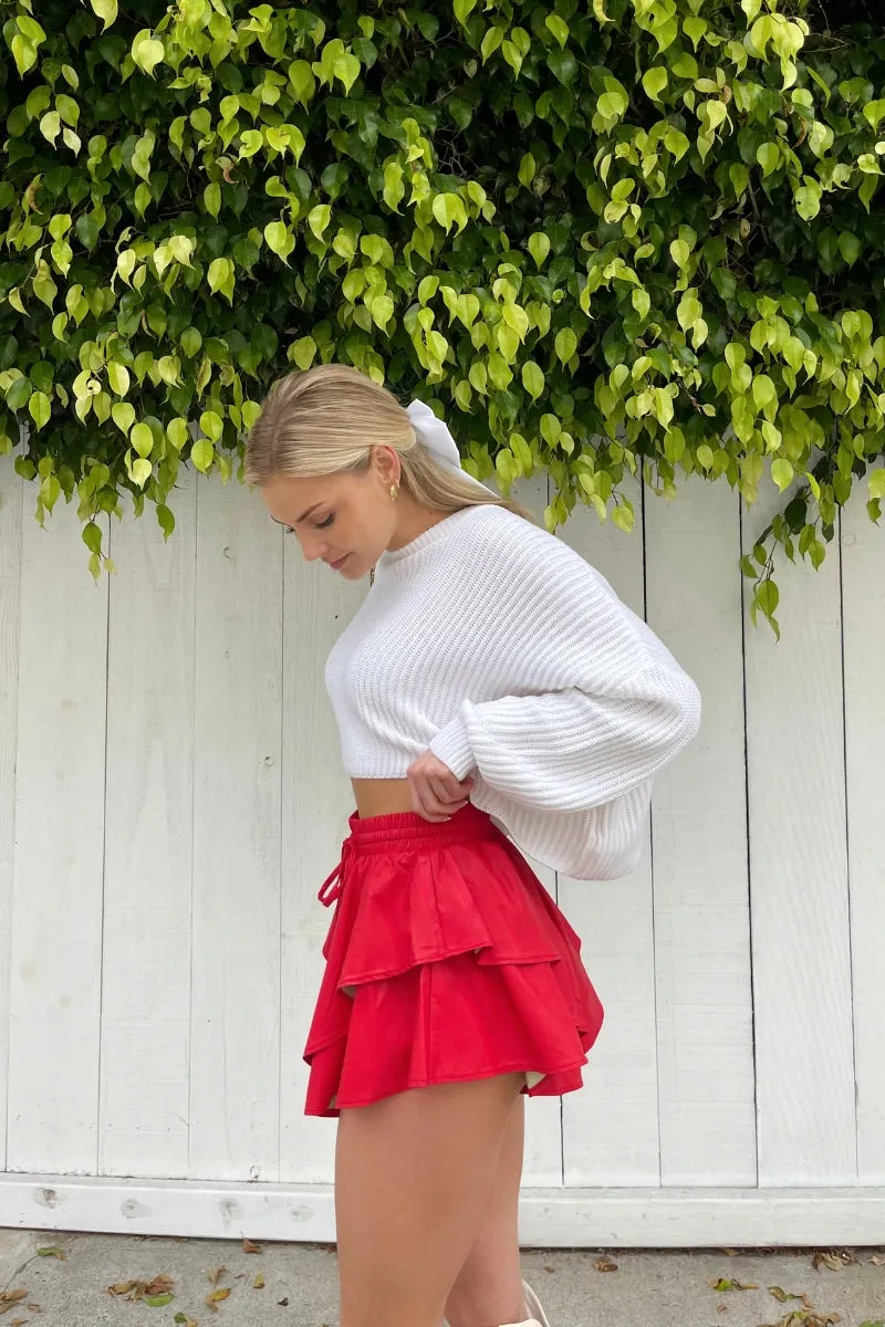 Piper Faux Leather Ruffle Shorts office cool