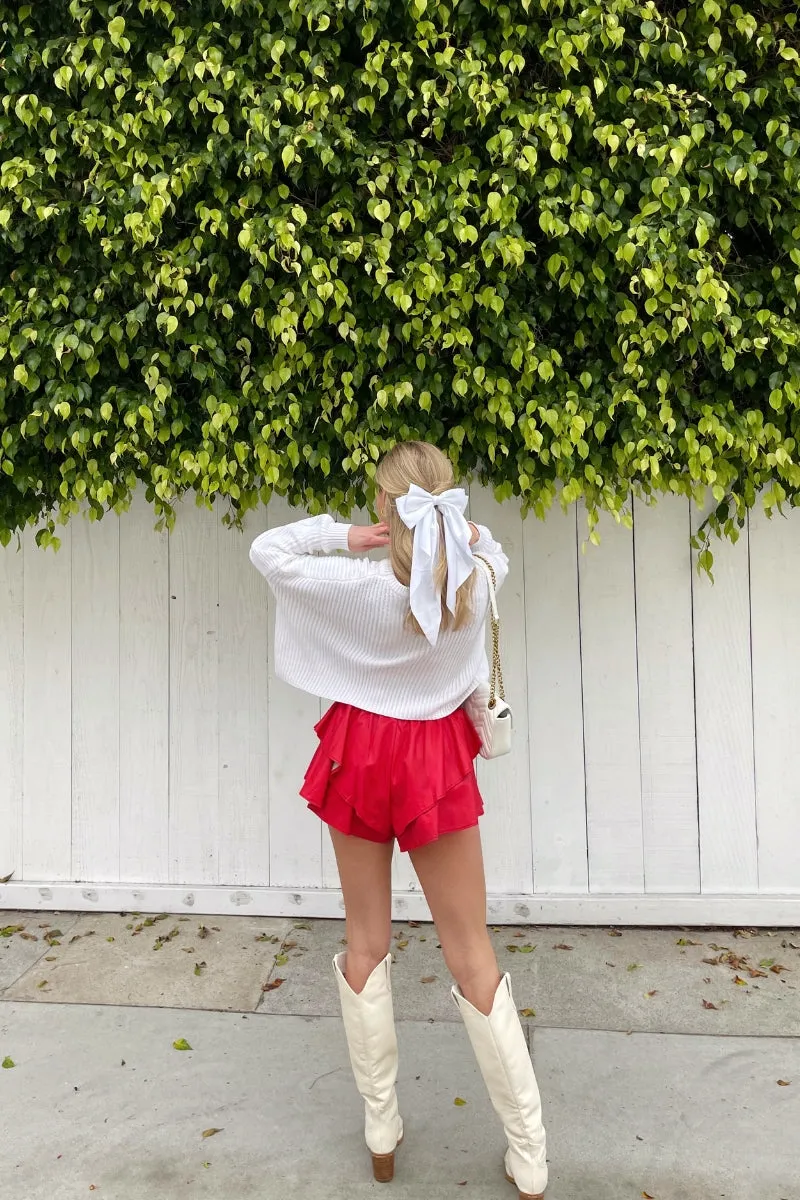 Piper Faux Leather Ruffle Shorts office cool
