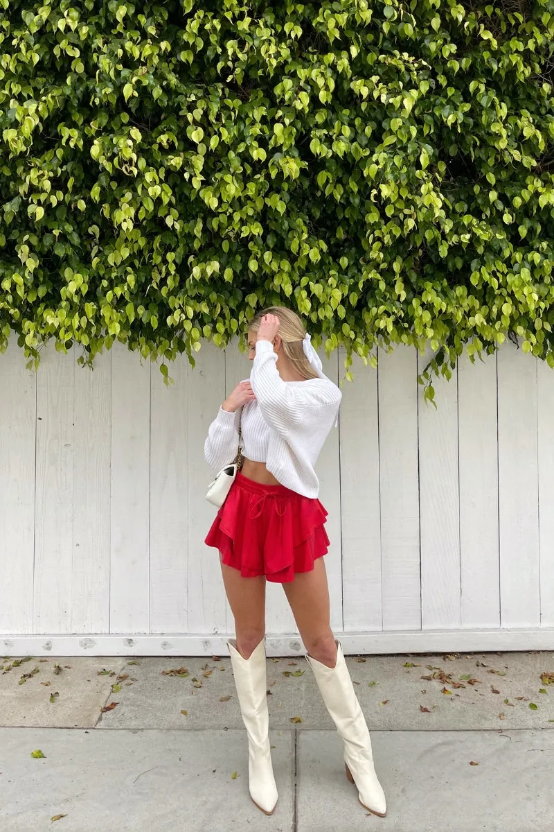 Piper Faux Leather Ruffle Shorts office cool